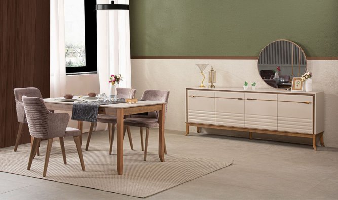 Medusa Home Mobilya - Elna Yemek Odası - Beyaz Yemek Odaları