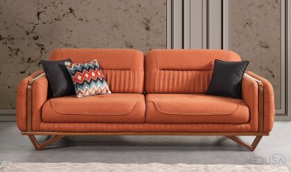 Medusa Home - Elora Ahşap Kiremit Üçlü Koltuk Medusa Home - Elora Ahşap Kiremit Üçlü Koltuk