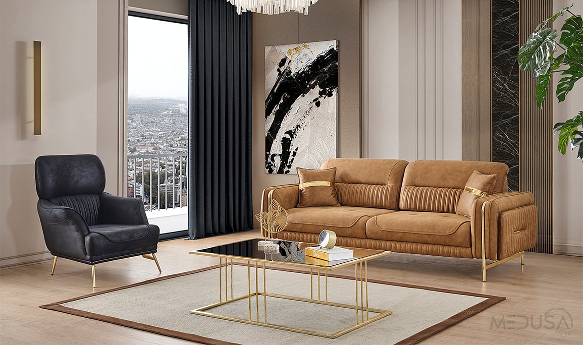 Medusa Home Mobilya - Elora Gold Koltuk Takımı