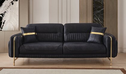 Medusa Home - Elora Gold Siyah Üçlü Koltuk Medusa Home - Elora Gold Siyah Üçlü Koltuk