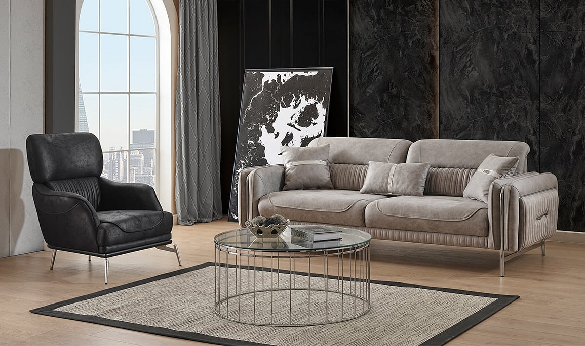 Medusa Home Mobilya - Elora Krom Koltuk Takımı