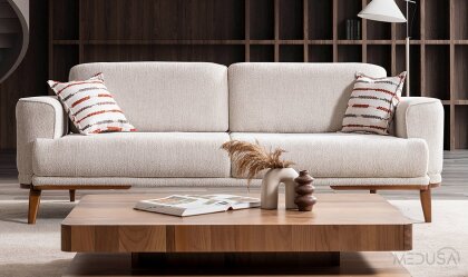 Medusa Home Mobilya - Eltis Ahşap Ayaklı Üçlü Koltuk