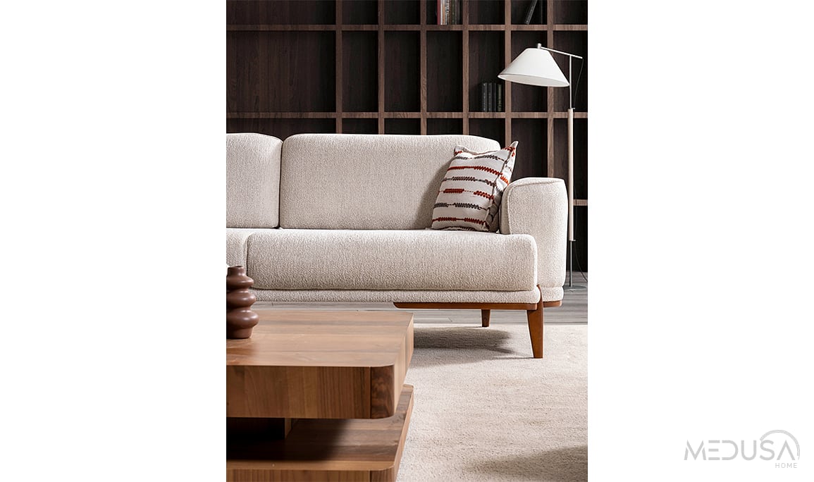 Medusa Home Mobilya - Eltis Ahşap Ayaklı Üçlü Koltuk