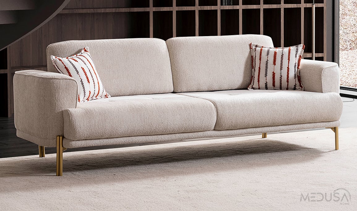 Medusa Home Mobilya - Eltis Gold Ayaklı Üçlü Koltuk