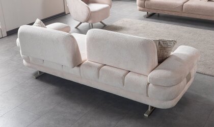 Medusa Home Mobilya - Emperor Krem Üçlü Koltuk