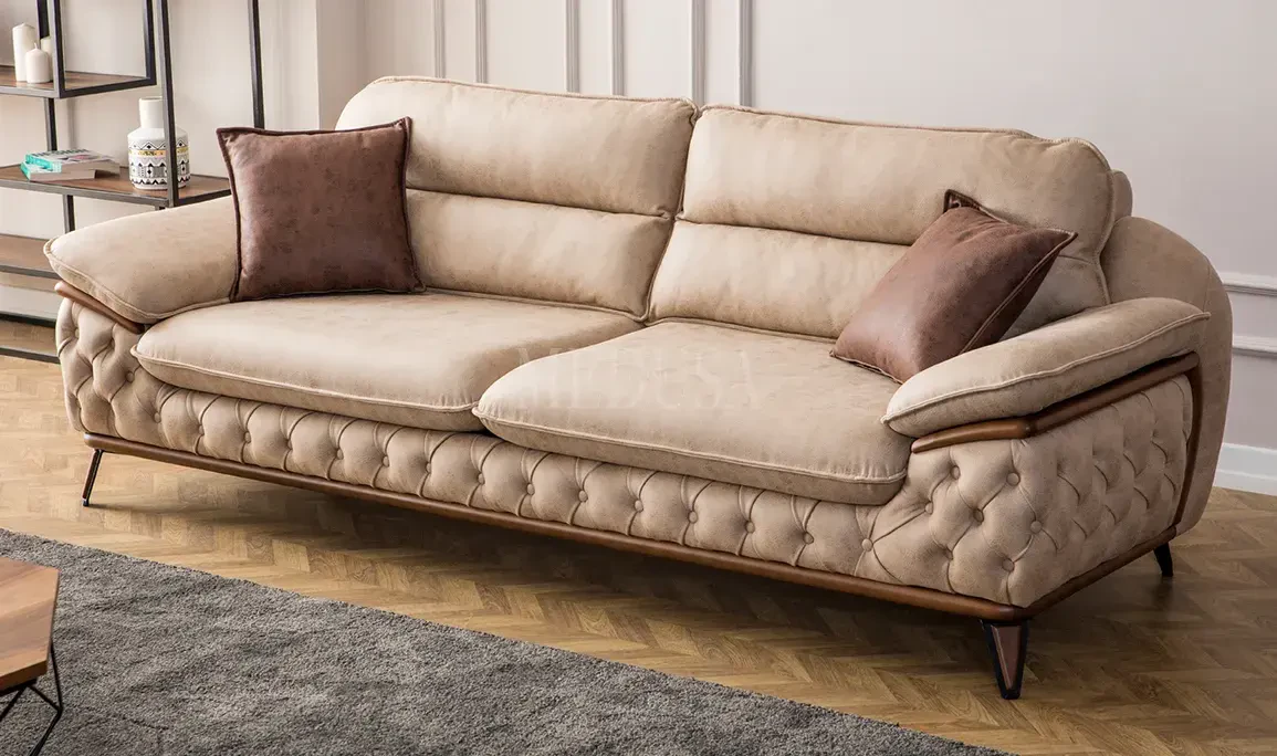 Medusa Home Mobilya - Enza Koltuk Takımı Kahve - Krem
