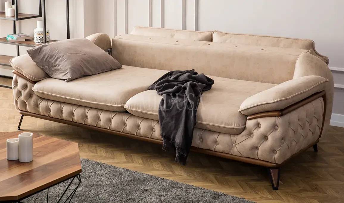 Medusa Home Mobilya - Enza Koltuk Takımı Kahve - Krem