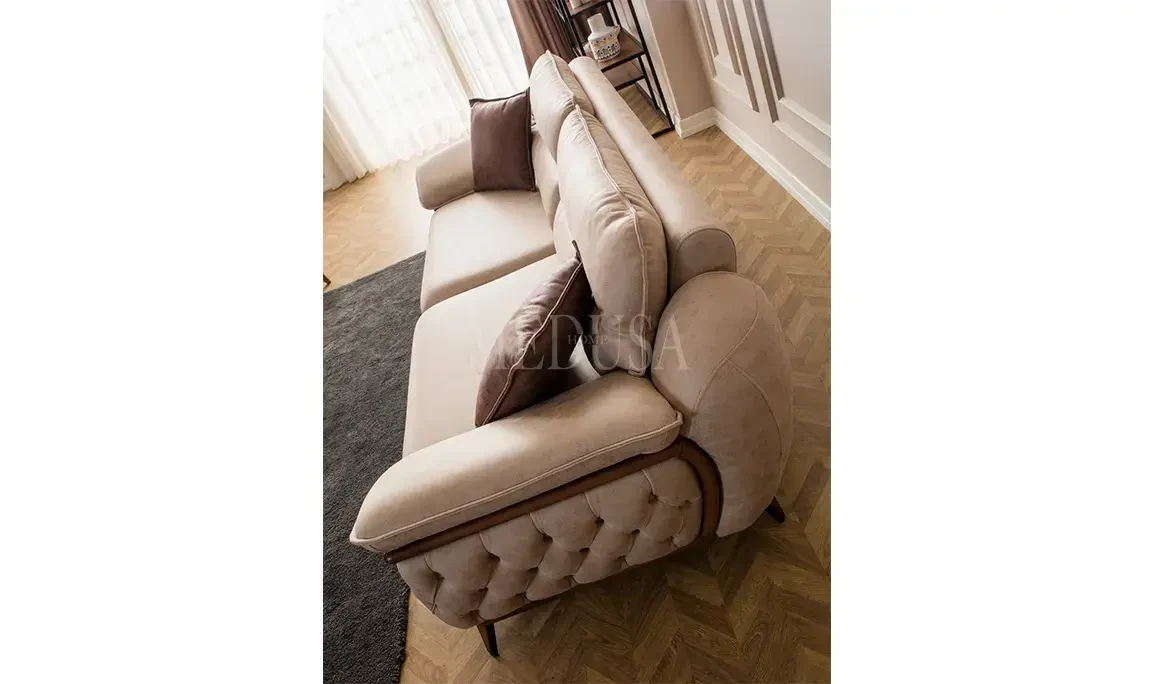 Medusa Home Mobilya - Enza Koltuk Takımı Kahve - Krem