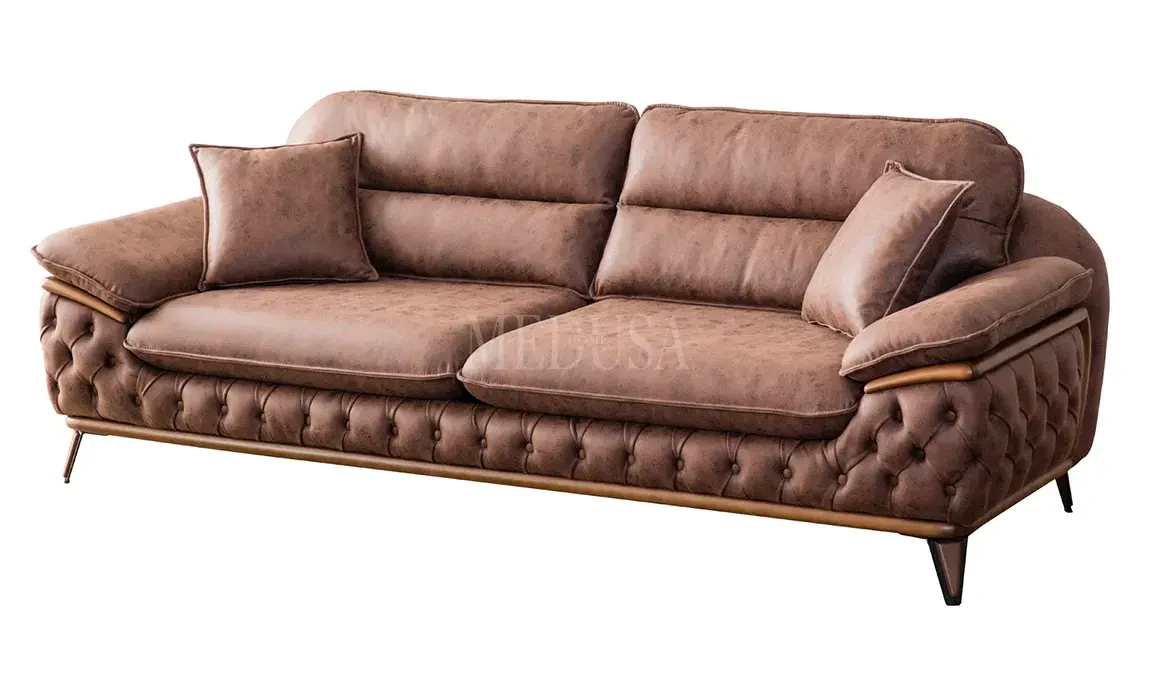 Medusa Home Mobilya - Enza Koltuk Takımı Kahve - Krem