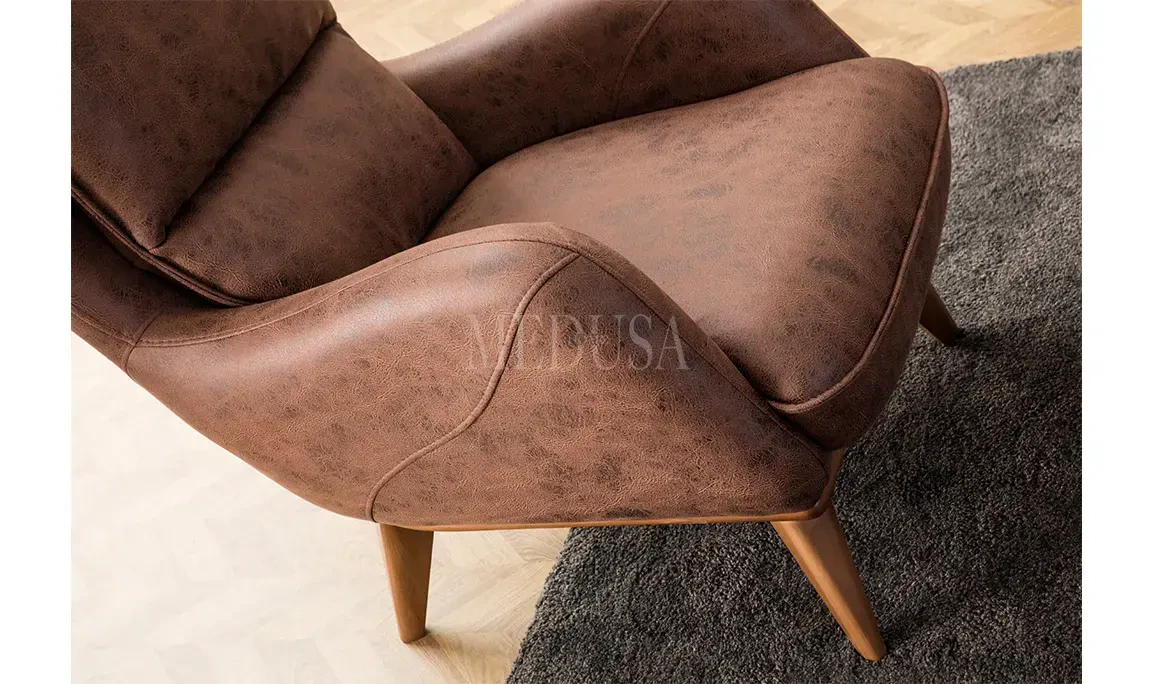 Medusa Home Mobilya - Enza Koltuk Takımı Kahve - Krem