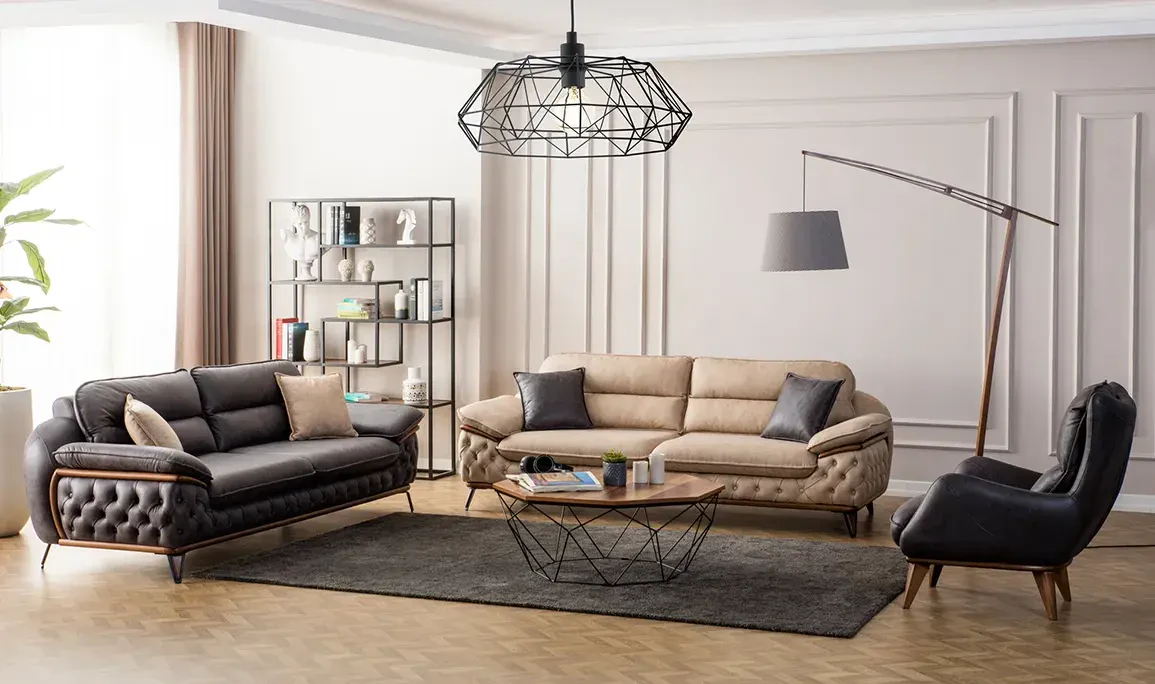 Medusa Home - Enza Koltuk Takımı Krem - Mavi Medusa Home - Enza Koltuk Takımı Krem - Mavi
