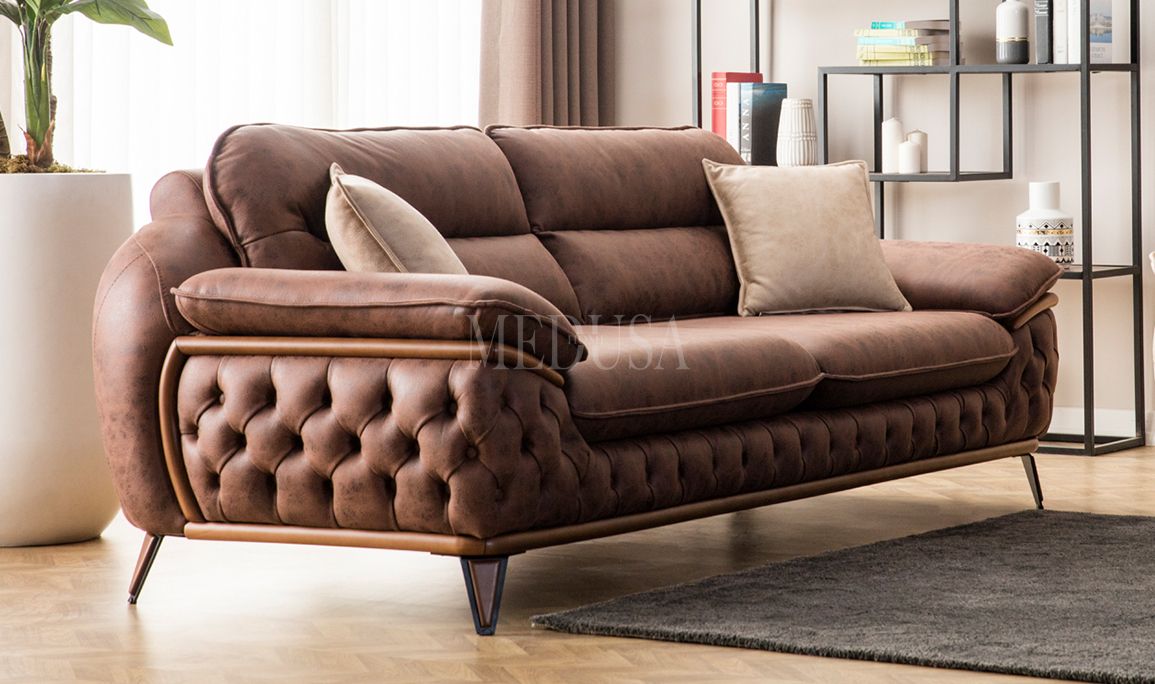 Medusa Home Mobilya - Enza Üçlü Koltuk Kahve