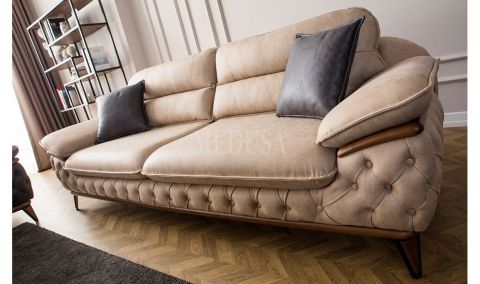 Medusa Home Mobilya - Enza Üçlü Koltuk Krem