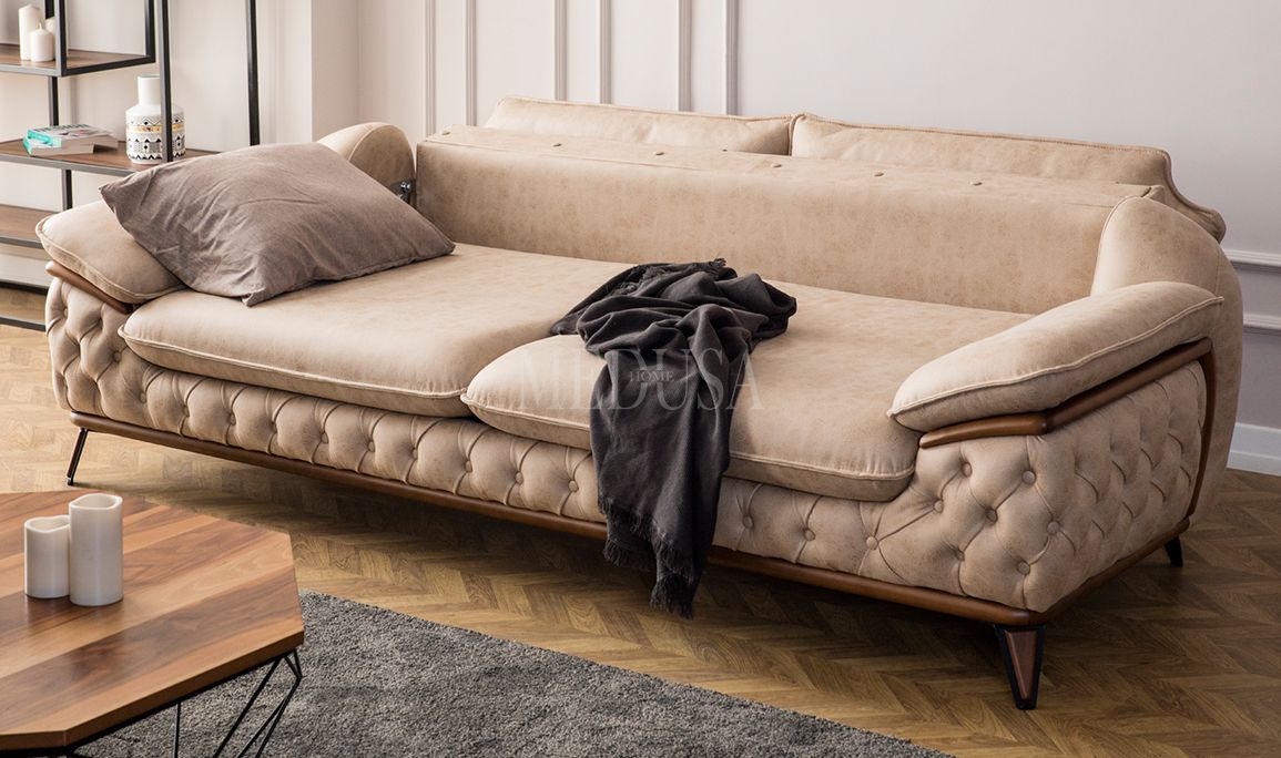 Medusa Home Mobilya - Enza Üçlü Koltuk Krem