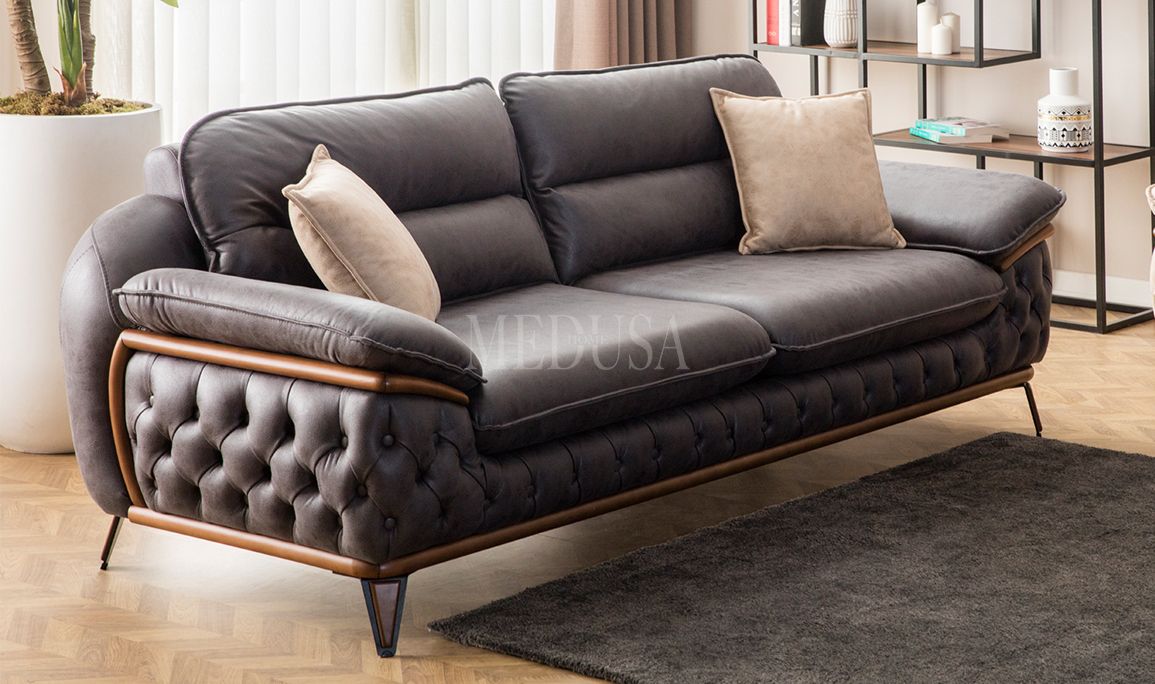 Medusa Home Mobilya - Enza Üçlü Koltuk Mavi