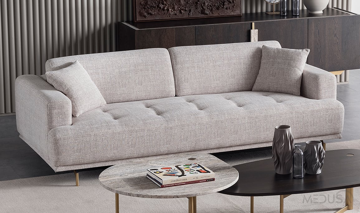 Medusa Home Mobilya - Enzo Gri Üçlü Koltuk