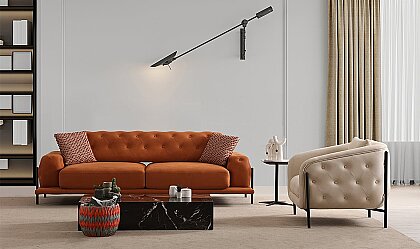 Medusa Home Mobilya - Eos Antik Kapitoneli Colored Koltuk Takımı