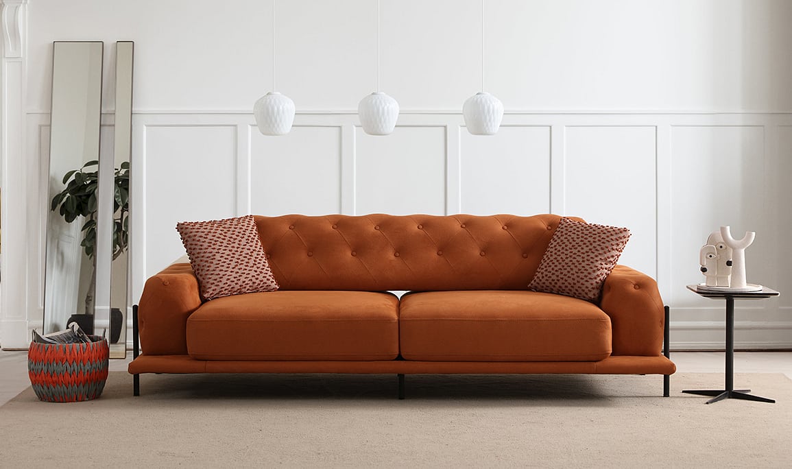 Medusa Home Mobilya - Eos Antik Kapitoneli Colored Koltuk Takımı