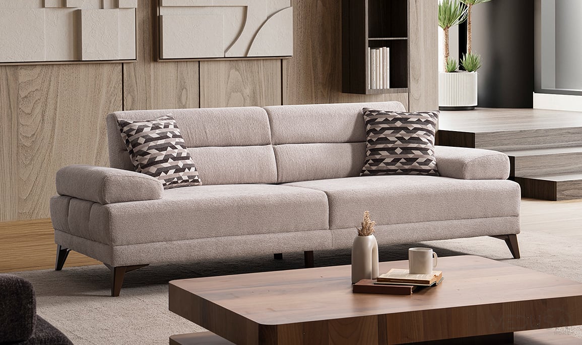Medusa Home Mobilya - Ephora Krem Üçlü Koltuk