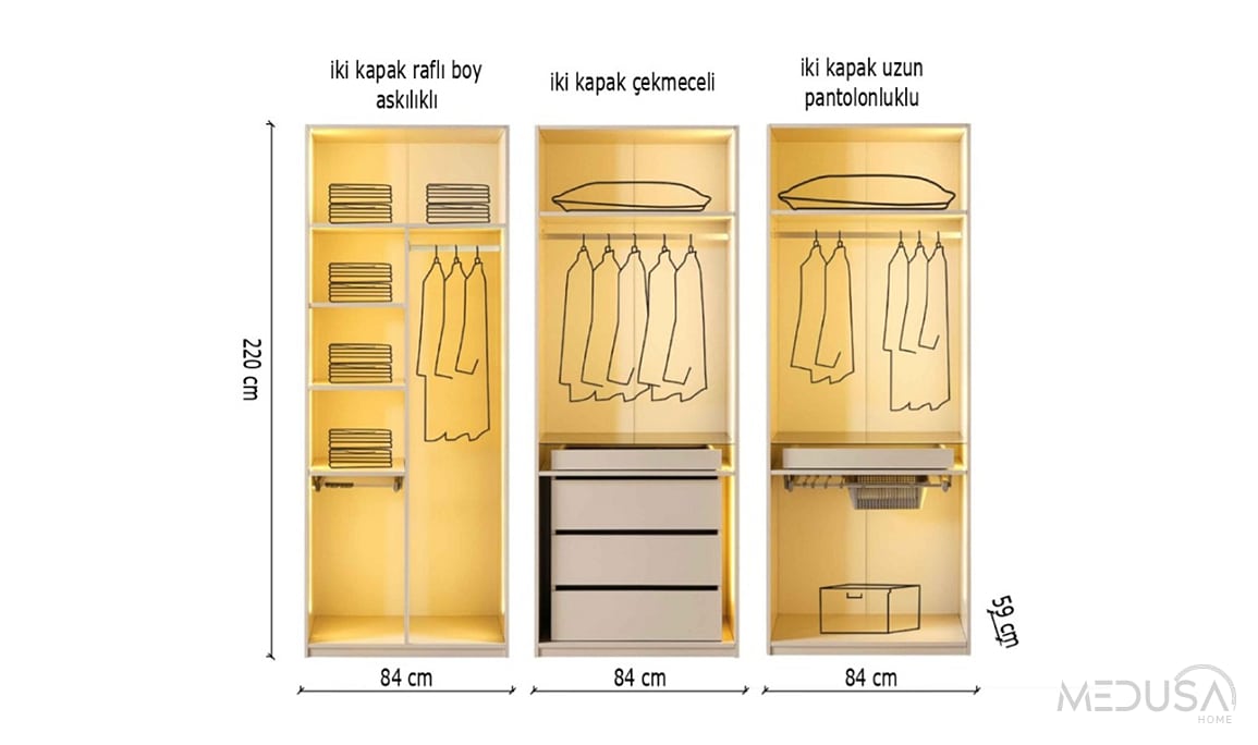 Medusa Home Mobilya - Esila 6 Kapaklı Gardırop