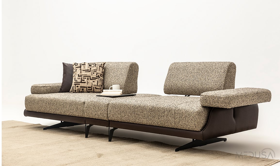 Medusa Home Mobilya - Esse Brown Sehpalı Üçlü Koltuk