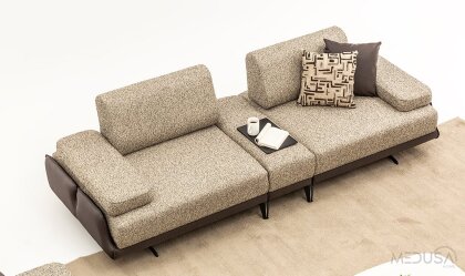 Medusa Home Mobilya - Esse Brown Sehpalı Üçlü Koltuk