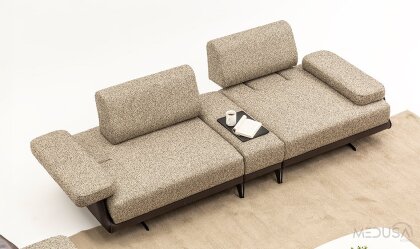 Medusa Home Mobilya - Esse Brown Sehpalı Üçlü Koltuk