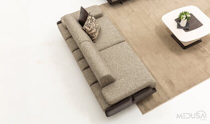 Medusa Home Mobilya - Esse Brown Üçlü Koltuk