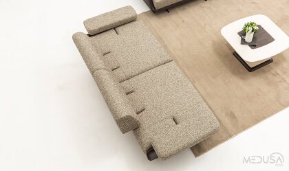 Medusa Home Mobilya - Esse Brown Üçlü Koltuk