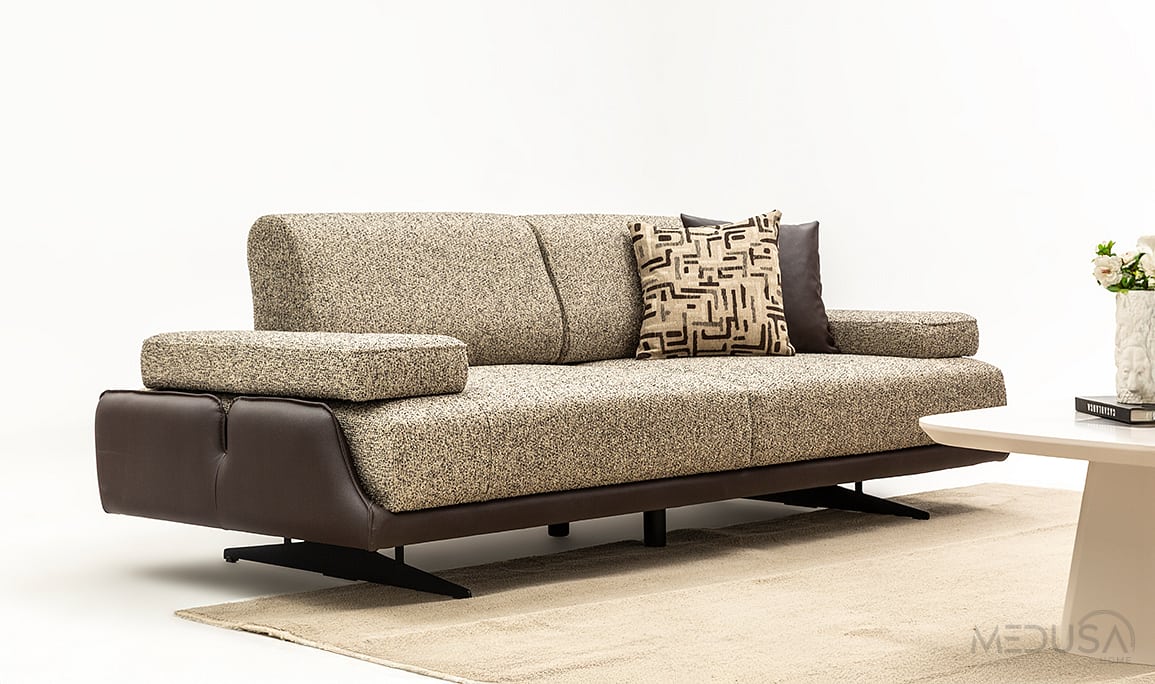 Medusa Home Mobilya - Esse Brown Üçlü Koltuk