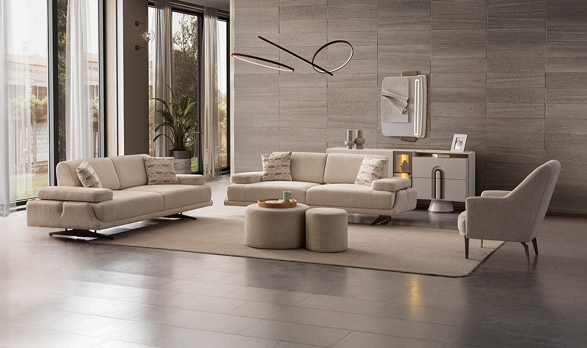 Medusa Home Mobilya - Esse Krem Koltuk Takımı