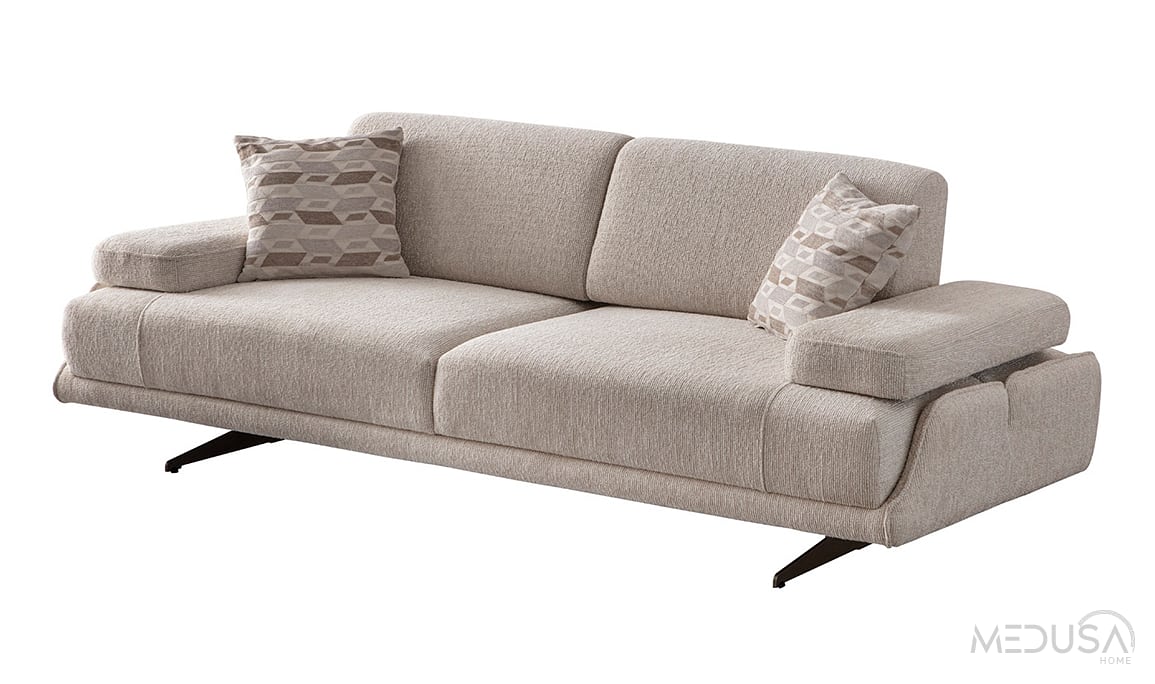 Medusa Home Mobilya - Esse Krem Üçlü Koltuk