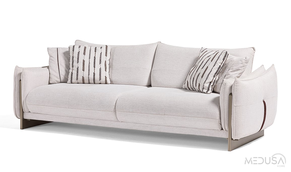 Medusa Home Mobilya - Estel Beyaz Üçlü Koltuk