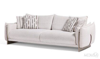 Medusa Home Mobilya - Estel Beyaz Üçlü Koltuk