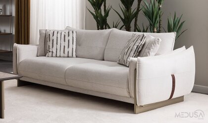 Medusa Home Mobilya - Estel Beyaz Üçlü Koltuk