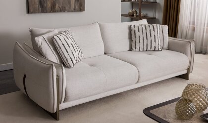 Medusa Home Mobilya - Estel Beyaz Üçlü Koltuk