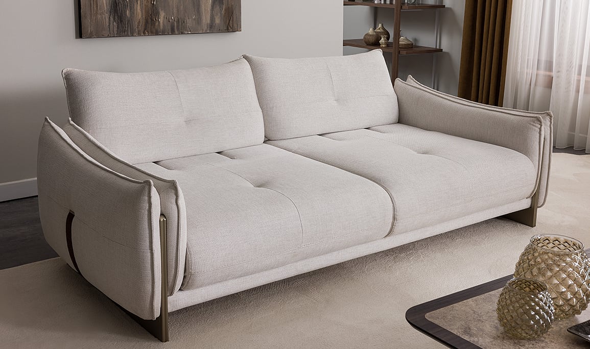 Medusa Home Mobilya - Estel Beyaz Üçlü Koltuk