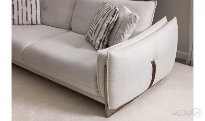 Medusa Home Mobilya - Estel Beyaz Üçlü Koltuk
