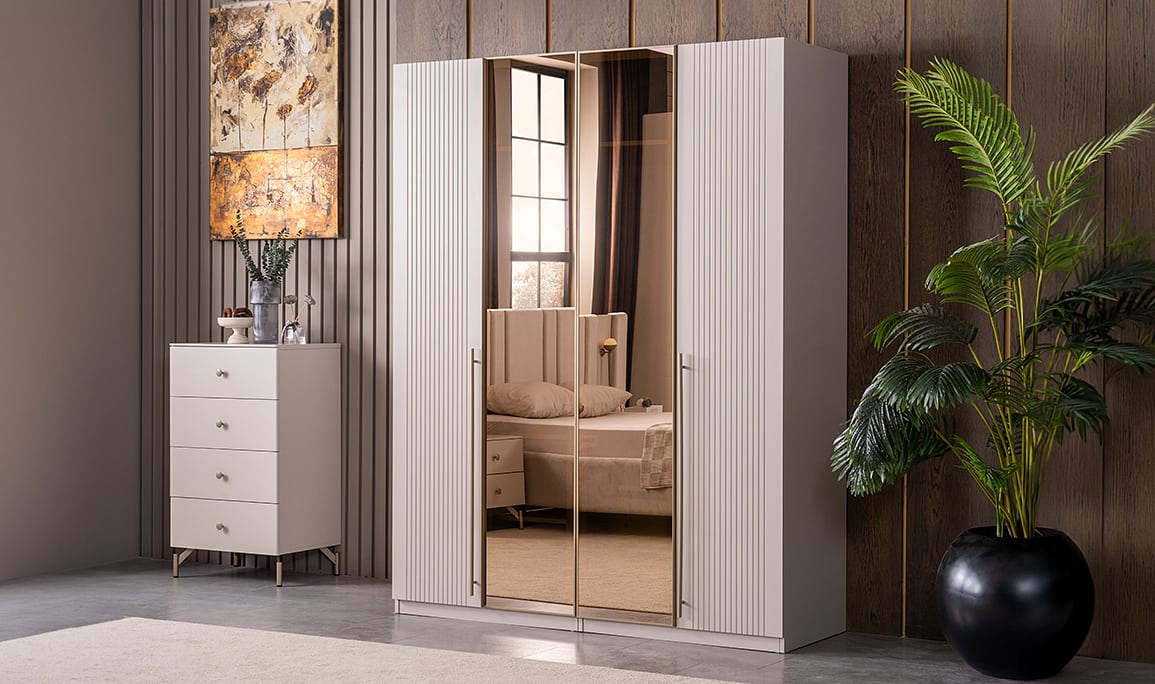 Medusa Home Mobilya - Eva 4 Kapaklı Akordiyon Gardırop