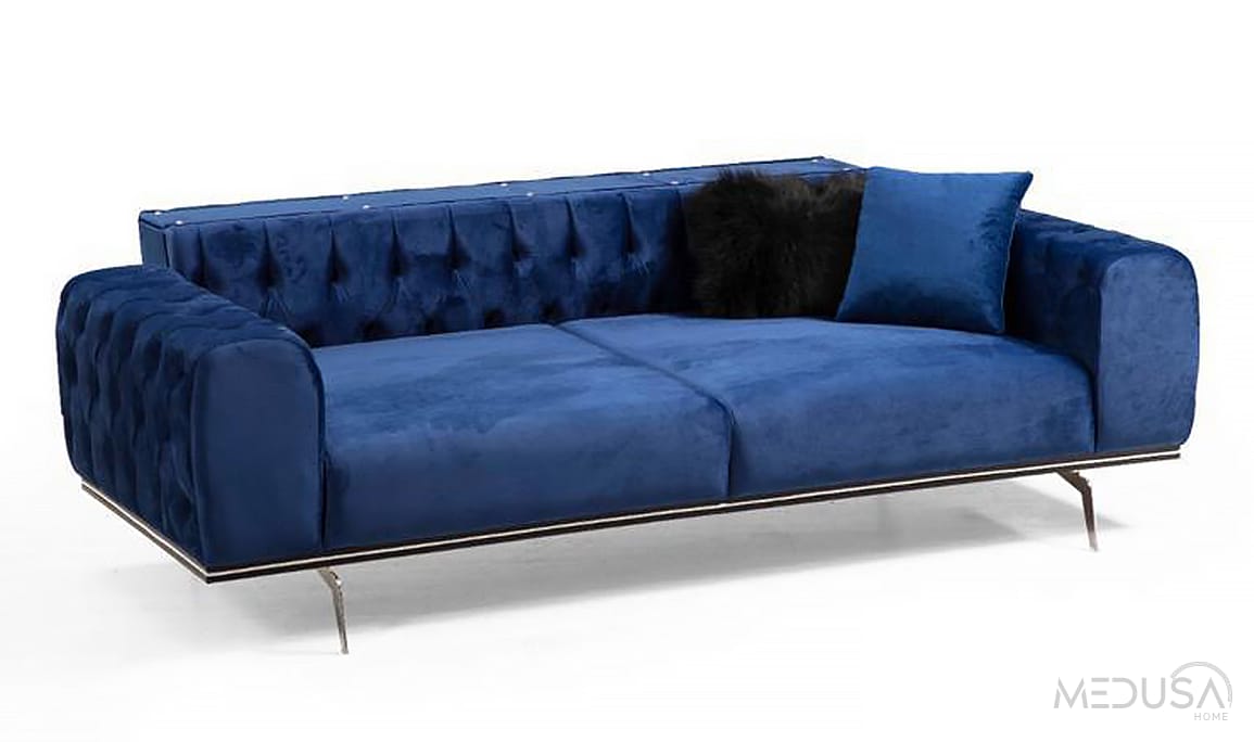 Medusa Home Mobilya - Eylül Mavi Üçlü Koltuk