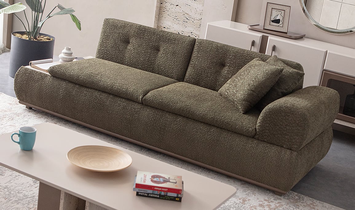 Medusa Home Mobilya - Felicita Yeşil Üçlü Koltuk