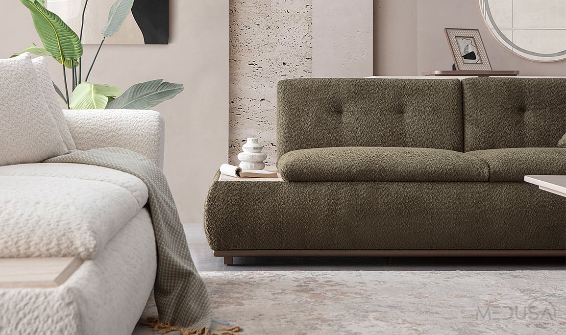 Medusa Home Mobilya - Felicita Yeşil Üçlü Koltuk