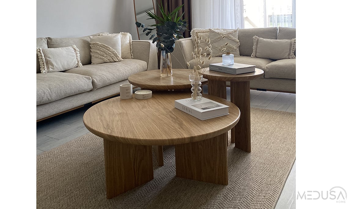 Medusa Home Mobilya - Fellas Meşe Sehpa Seti