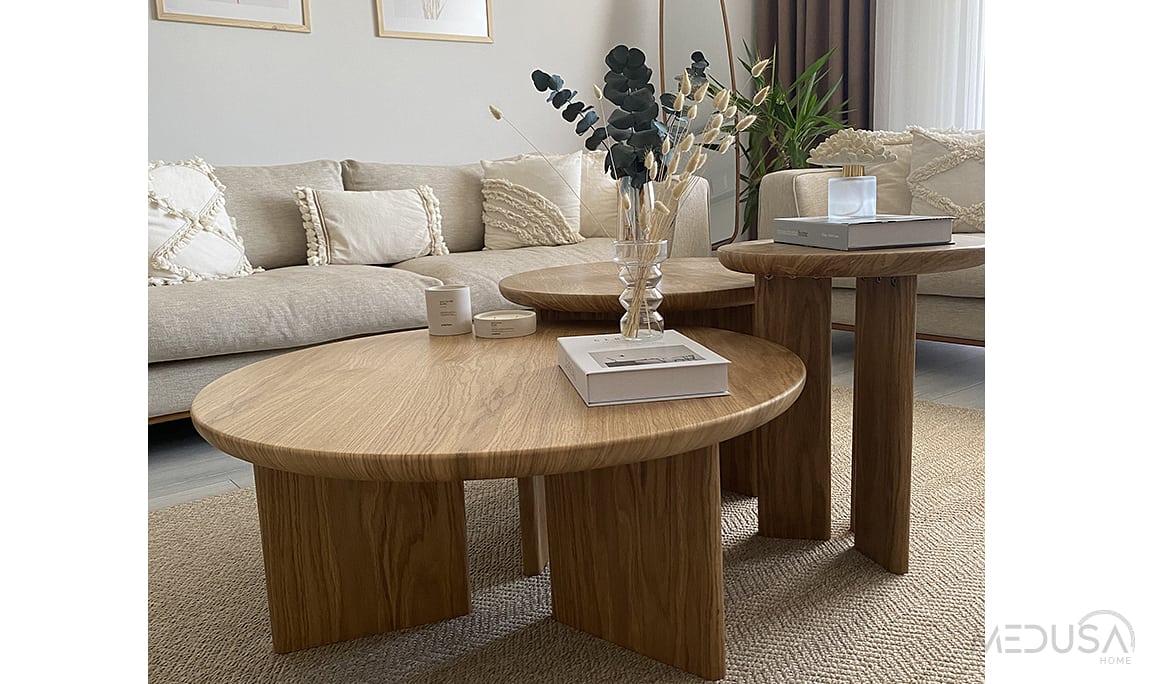 Medusa Home Mobilya - Fellas Meşe Sehpa Seti