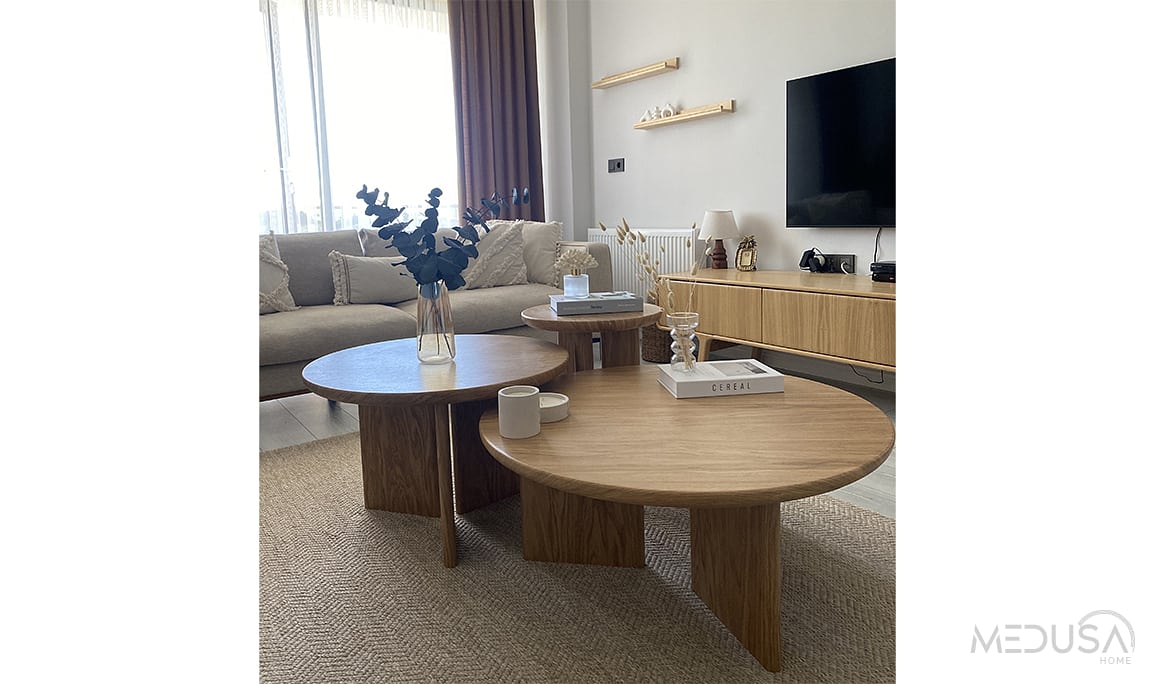 Medusa Home Mobilya - Fellas Meşe Sehpa Seti