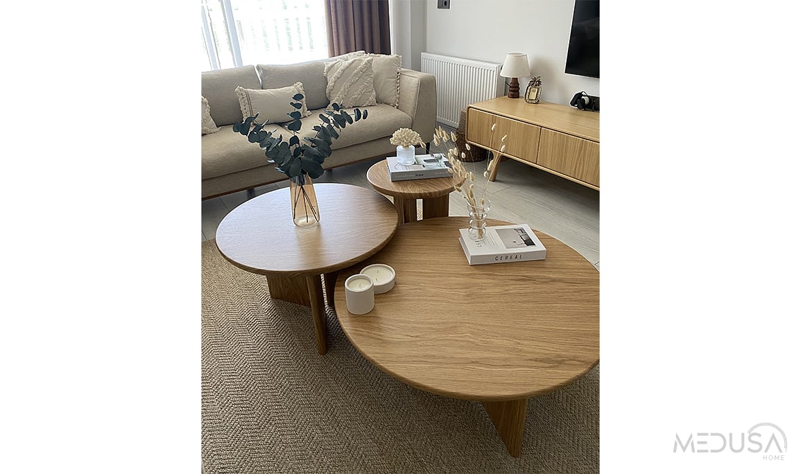 Medusa Home Mobilya - Fellas Meşe Sehpa Seti