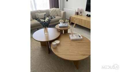 Medusa Home Mobilya - Fellas Meşe Sehpa Seti