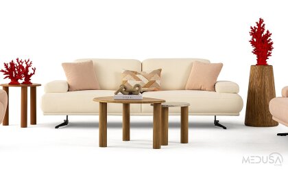 Medusa Home - Fenikser Krem Üçlü Koltuk Medusa Home - Fenikser Krem Üçlü Koltuk