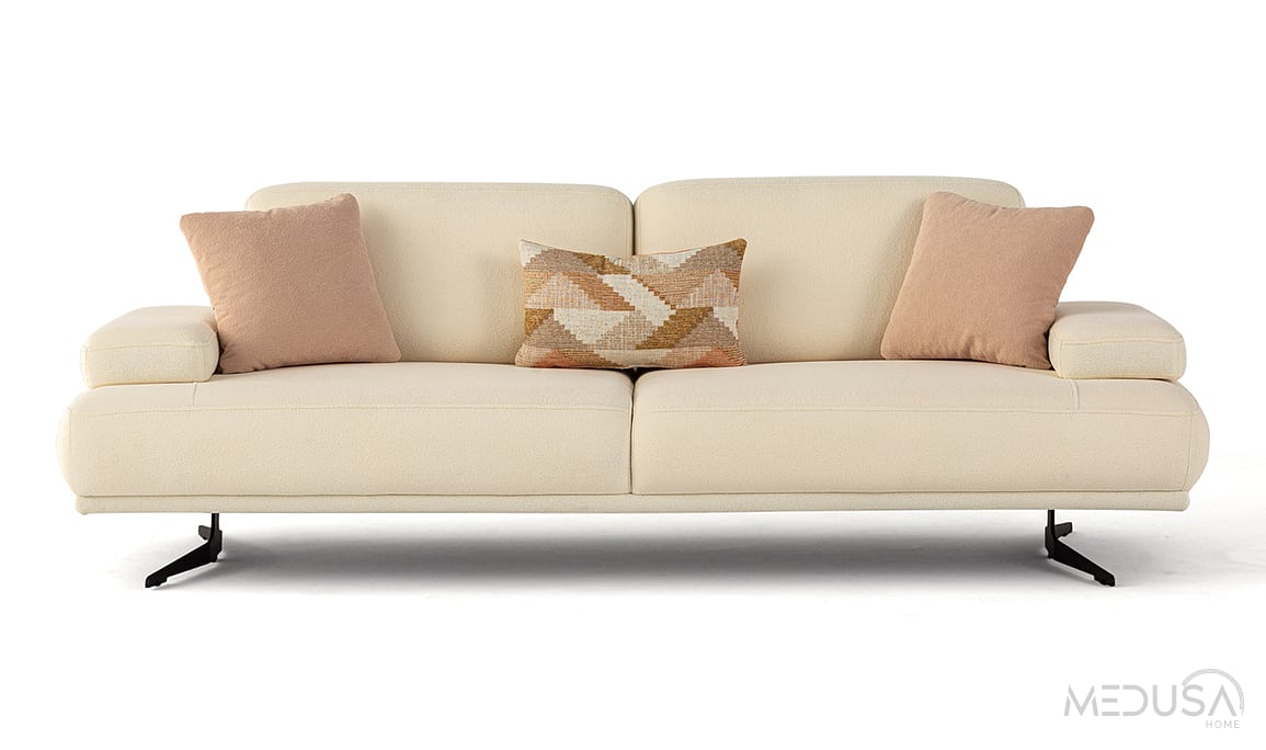 Medusa Home Mobilya - Fenikser Krem Üçlü Koltuk
