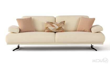 Medusa Home Mobilya - Fenikser Krem Üçlü Koltuk